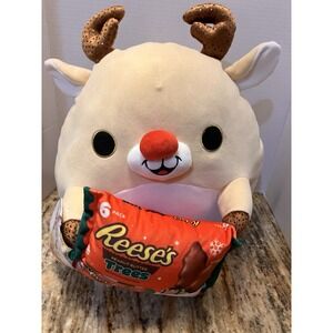 Snackles Christmas Reindeer Rudi Plush w/ Reese's Trees 16" Sparkly Stuffie NWT